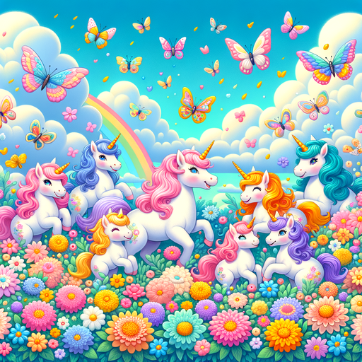 Playful Unicorns Paint By Diamonds