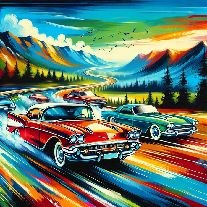 Classic Car Rally Painting By Diamonds Kit