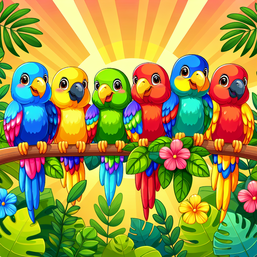 Playful Parrots Paint By Color