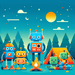 Adventurous Robot Camp Paint By Diamonds Art