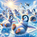 Playful Penguins On Ice Paint By Diamonds Art