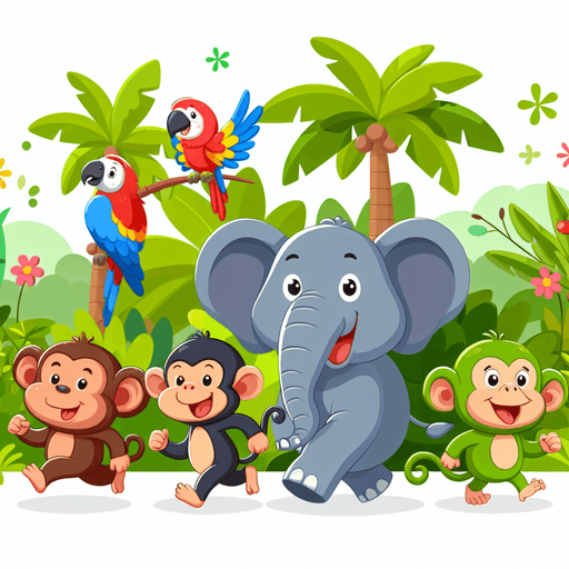 Playful Jungle Parade Painting By Diamonds Kit