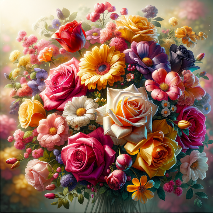 Charming Floral Bouquet 5D DIY Paint By Diamond Kit