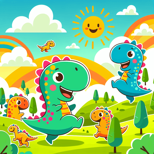 Sunny Day With Dinosaurs Painting By Diamonds Kit