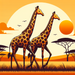 Sunset Safari With Giraffes Paint By Diamonds Art