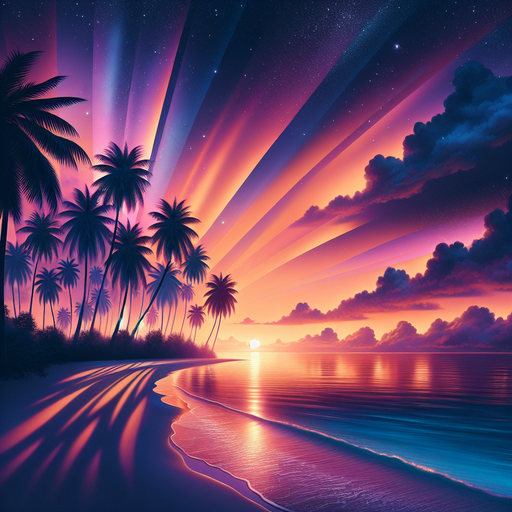 Tropical Sunset Oasis Diamond Painting