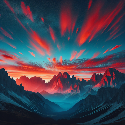 Crimson Dawn Over Mountains Paint By Diamond