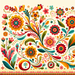 Folk Art Floral Painting Diamond Kit