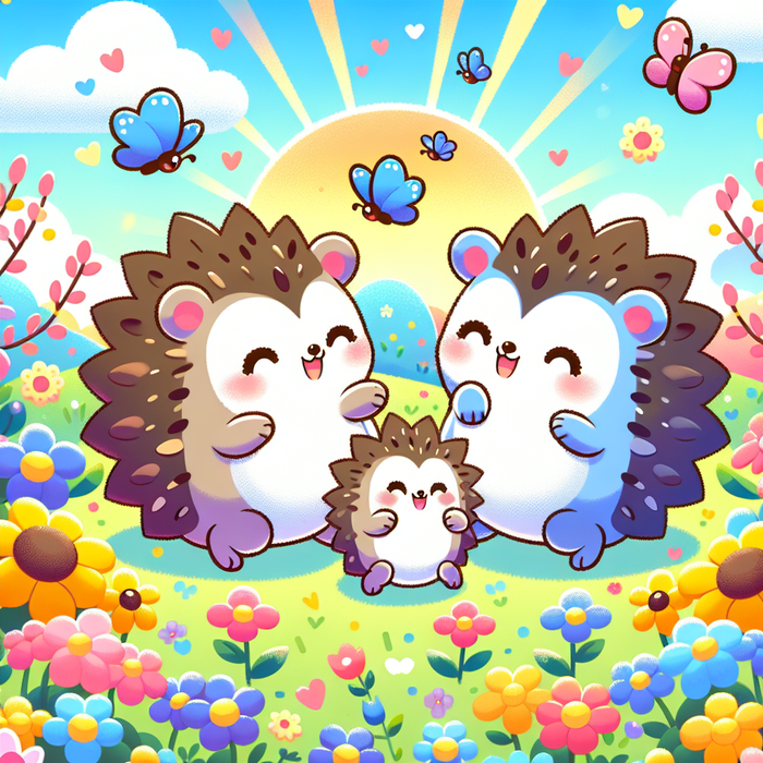 Adorable Hedgehog Family Paint By Diamonds