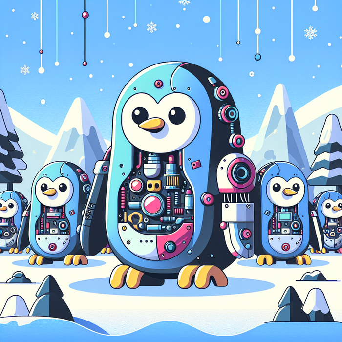 Robotic Penguins In Winterland Paint By Diamonds Art