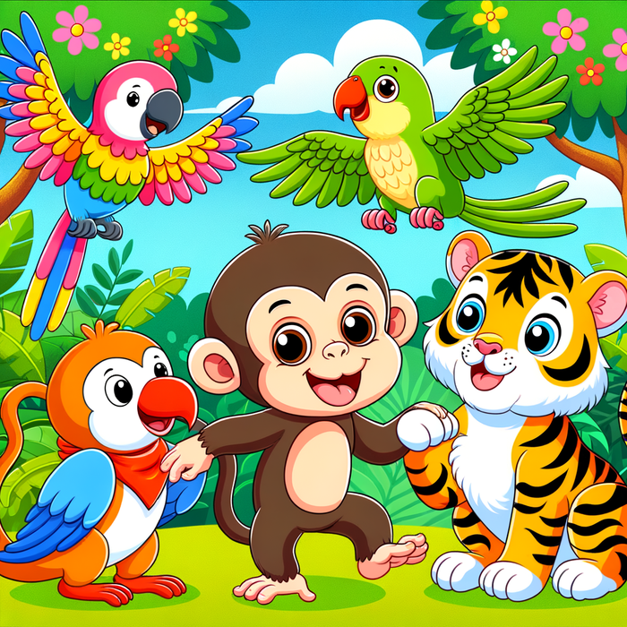 Giggling Jungle Friends Paint By Diamonds