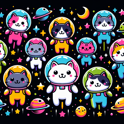 Adorable Astro Cats Painting By Diamonds Kit