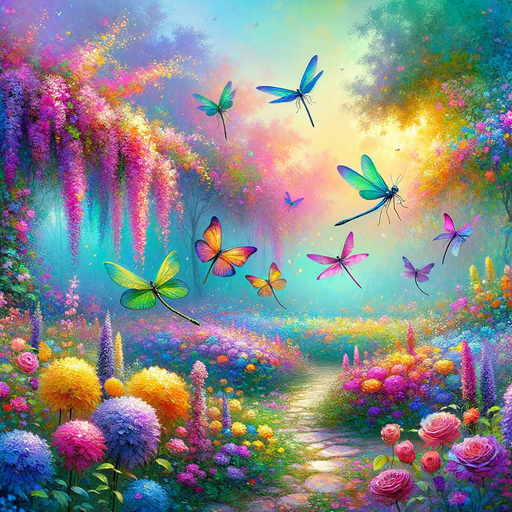 Magical Dragonfly Garden Diamond Painting