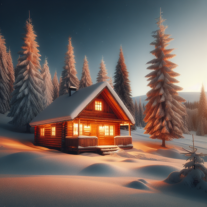 Snowy Cabin Retreat Painting By Diamonds Kit