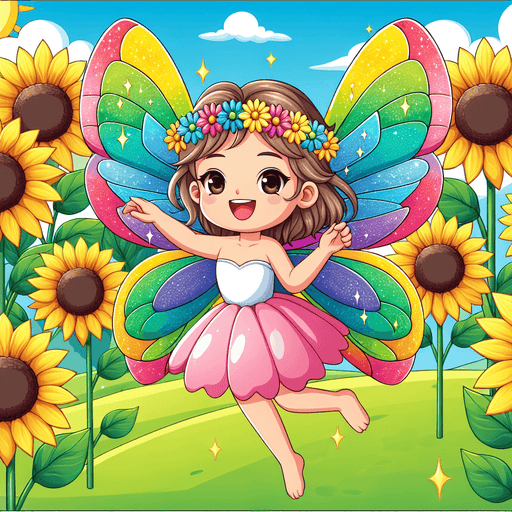 Bright Sunflower Fairy Paint By Diamonds Kits