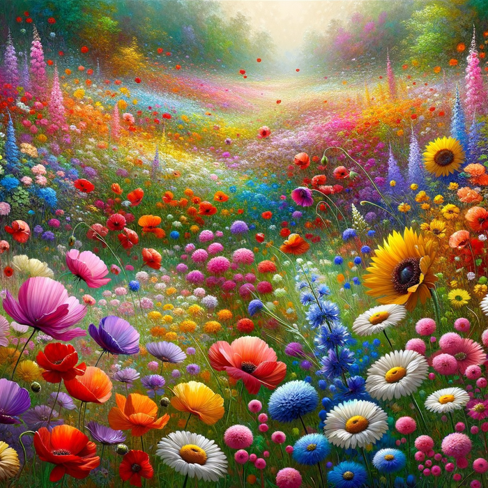 Vivid Wildflower Meadow Paint By Diamonds Art