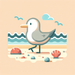 Sunny Seagull's Seaside Stroll Diamond Painting