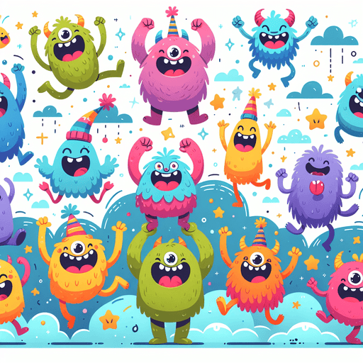 Cheerful Monsters Paint By Color