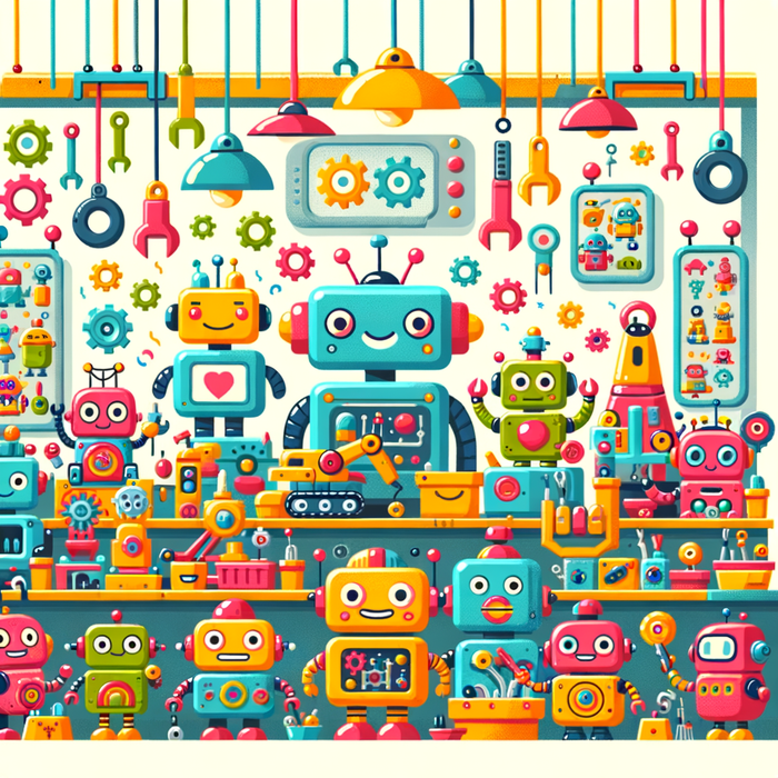 Whimsical Robot Workshop Painting Diamond Kit