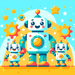 Joyful Robot Family Paint By Diamonds Art