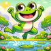 Frolicsome Frog Painting By Diamonds Kit