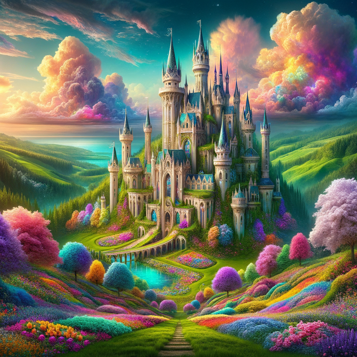 Fairytale Castle Landscape Paint By Diamonds Art