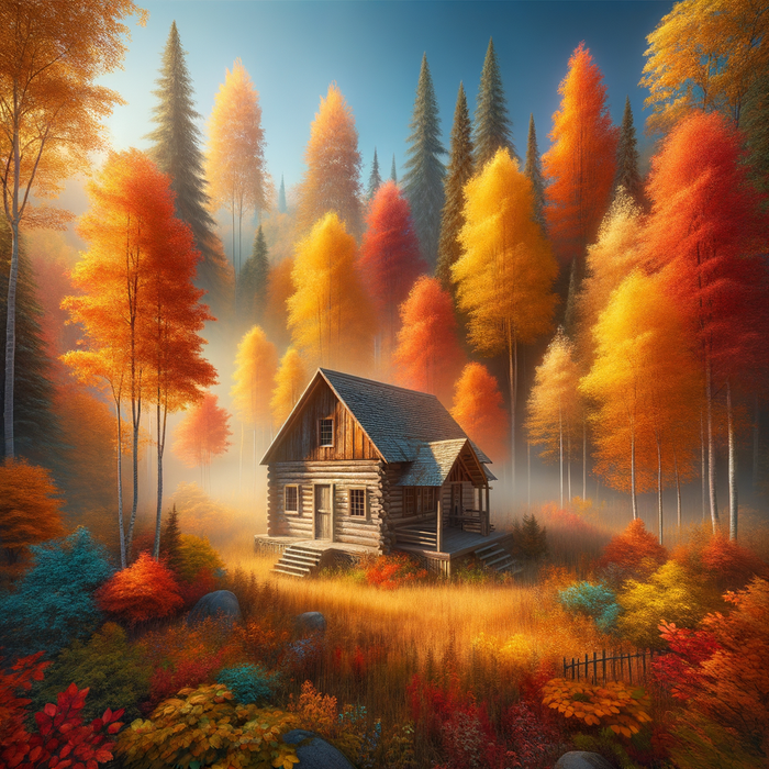 Cozy Autumn Cabin Painting By Diamonds Kit