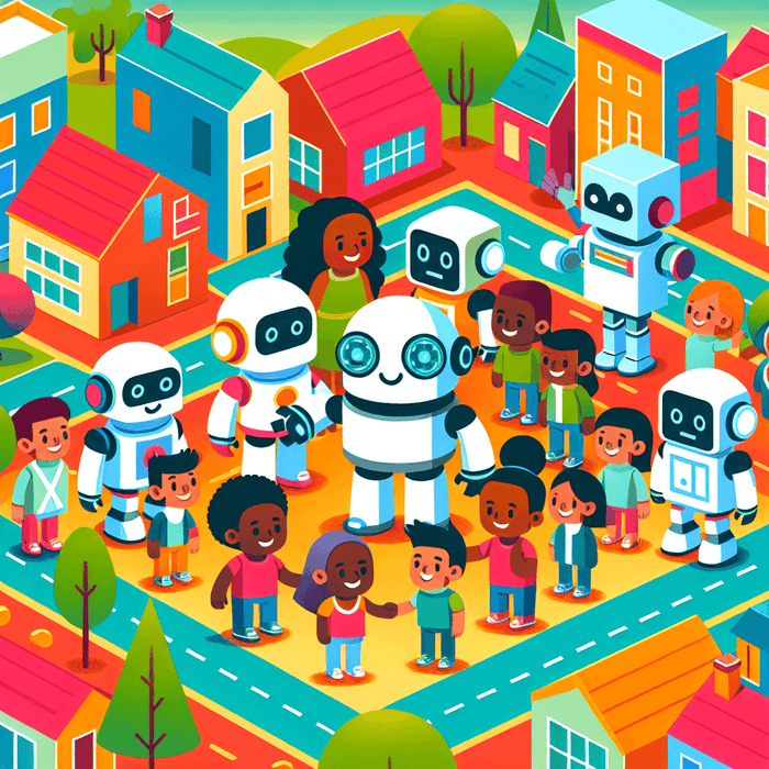 Friendly Robot Village Paint By Diamond