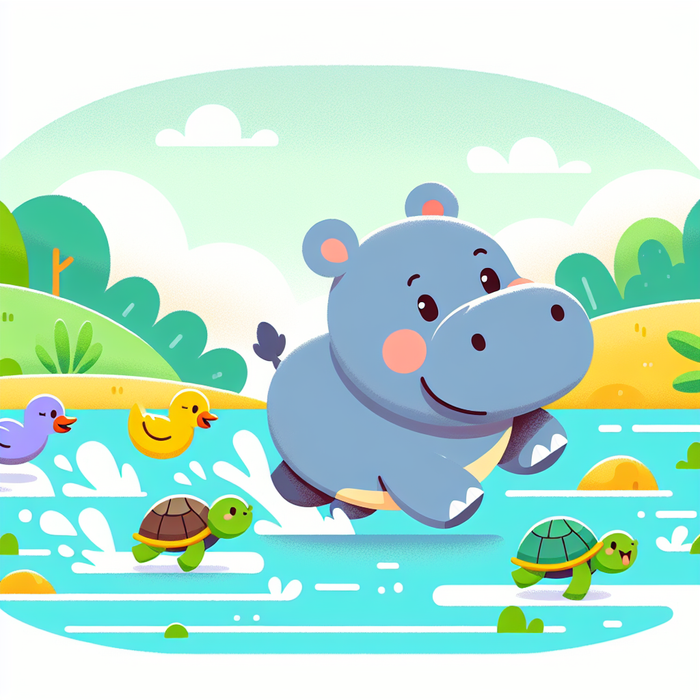 Happy Hippo's River Race Paint By Diamonds Art