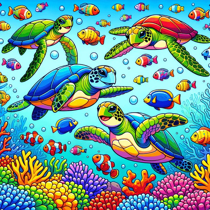 Tropical Turtles Painting By Diamonds Kit