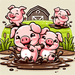 Cuddly Pigs Paint By Diamonds