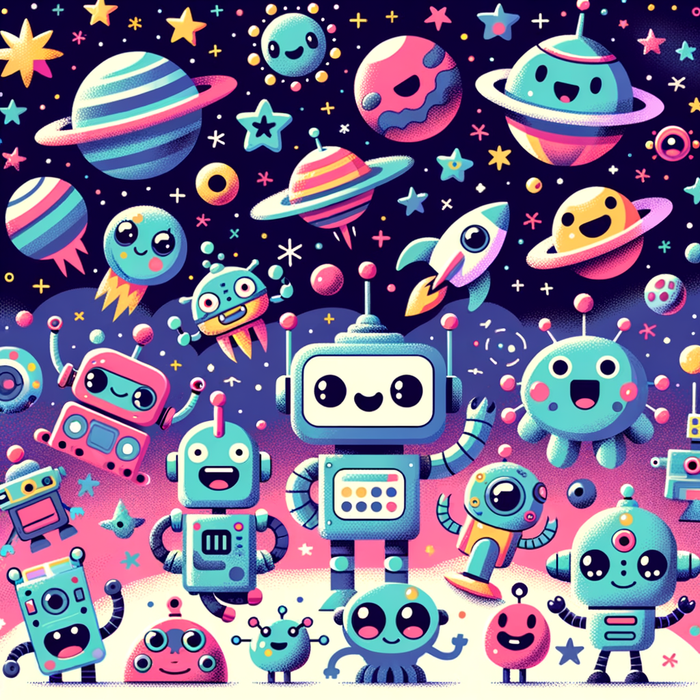 Adventurous Robots In Space Paint By Diamonds