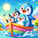 Sailing With Penguins Paint By Diamond