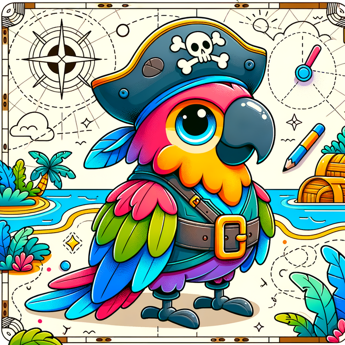 Pirate Parrot Adventure Paint By Color