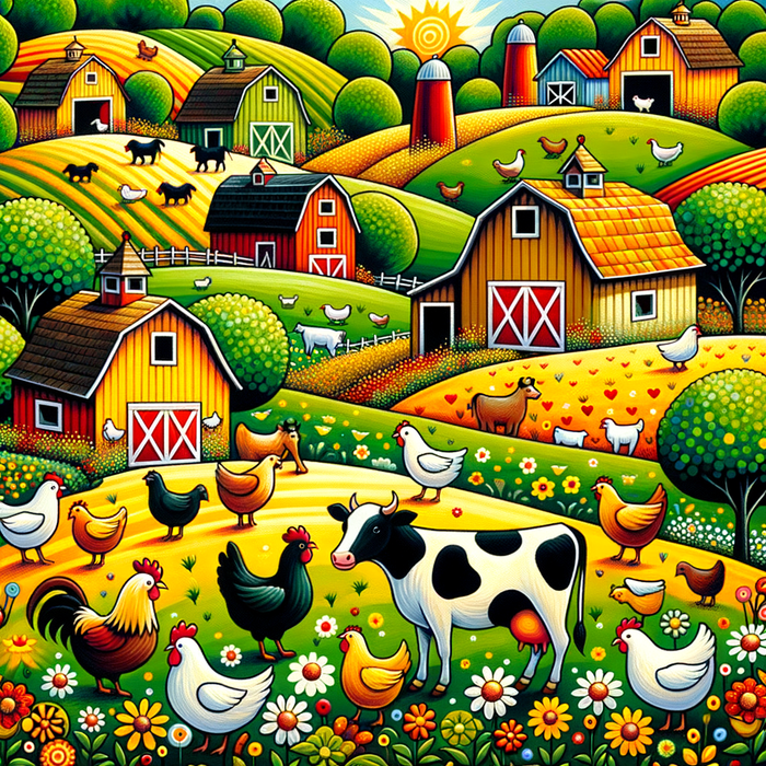 Cheerful Farm Life Paint By Diamonds Art