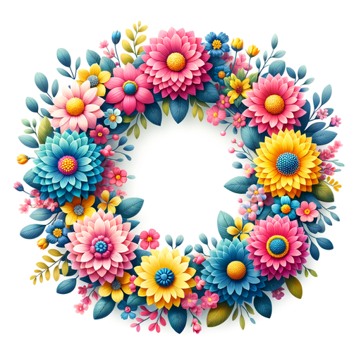 Bright Floral Wreath Paint By Color