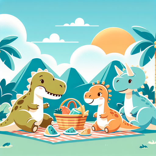 Friendly Dinosaur Picnic Paint By Diamond