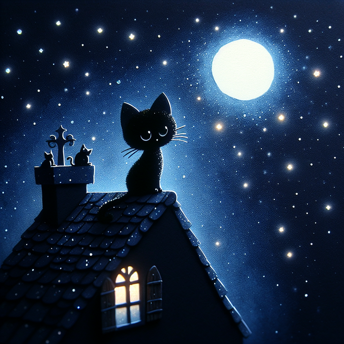 Midnight Cat Curiosity Paint By Diamonds Kits