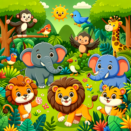 Joyful Jungle Animals Paint By Diamonds Art