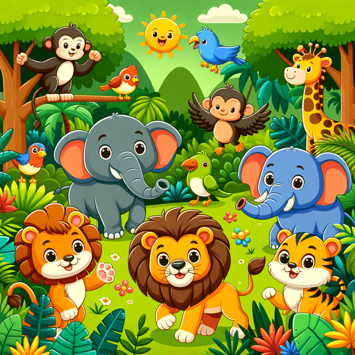 Joyful Jungle Animals Paint By Diamonds Art