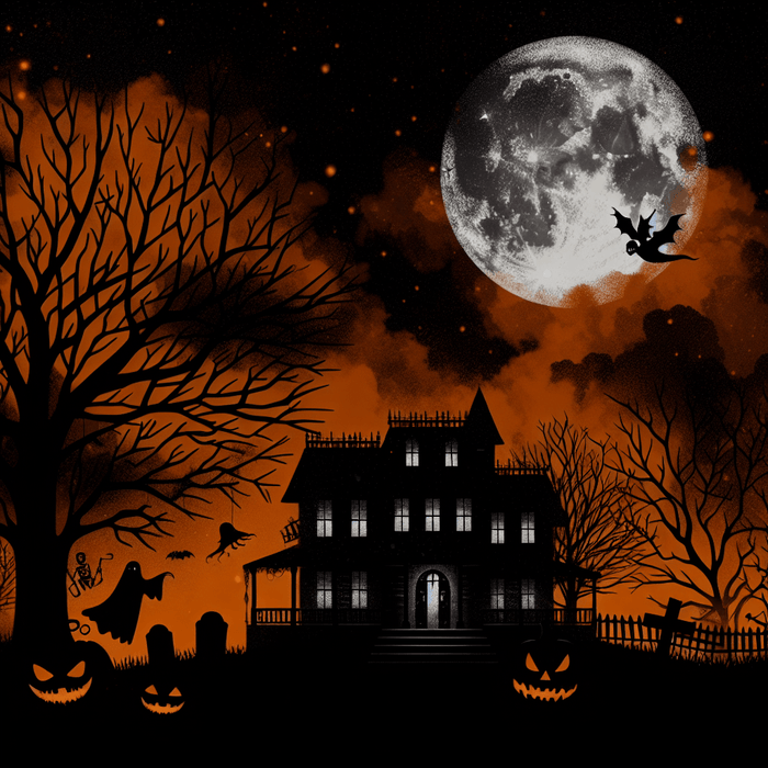 Spooky Halloween Scene Paint By Diamonds Kits