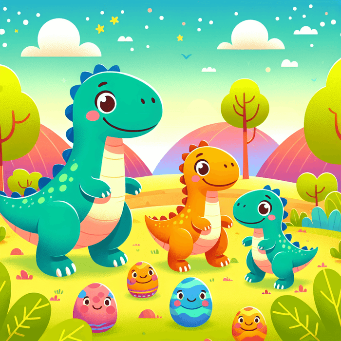 Adventurous Dino Family Painting By Diamonds Kit