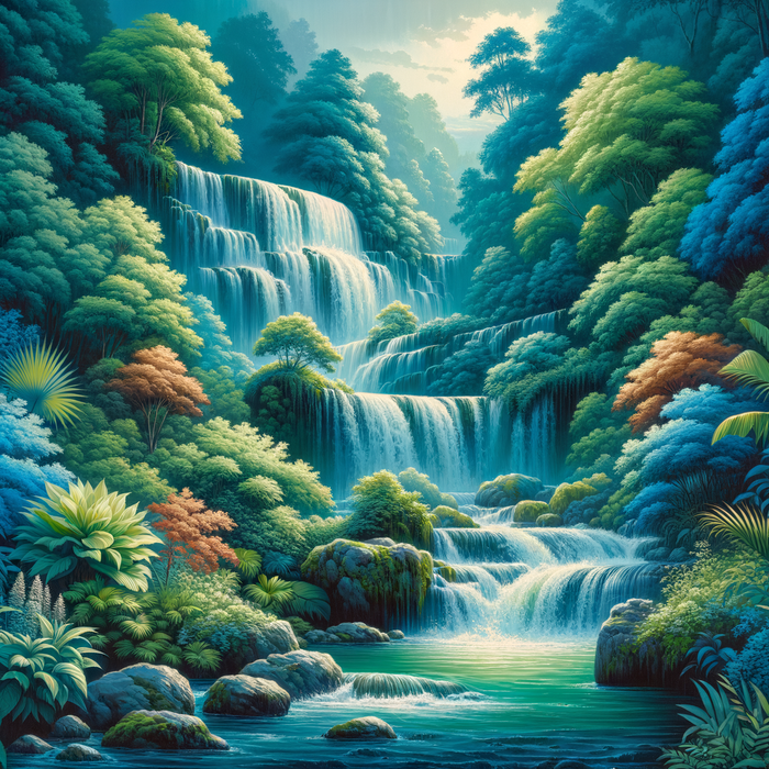 Cascading Waterfall Escape Painting By Diamonds Kit