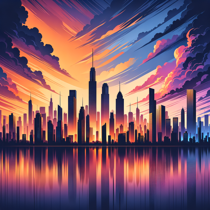 Inspiring City Skyline Painting By Diamonds Kit