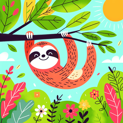 Happy Sloth On A Branch Paint By Diamonds