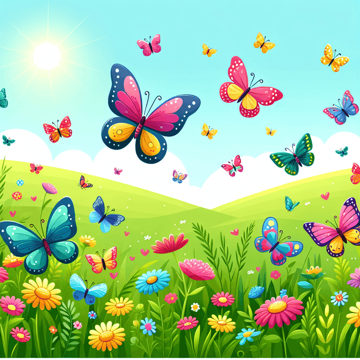 Sunny Meadow Butterflies Paint By Diamond