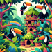 Tropical Toucans' Treehouse Adventure Paint By Diamond