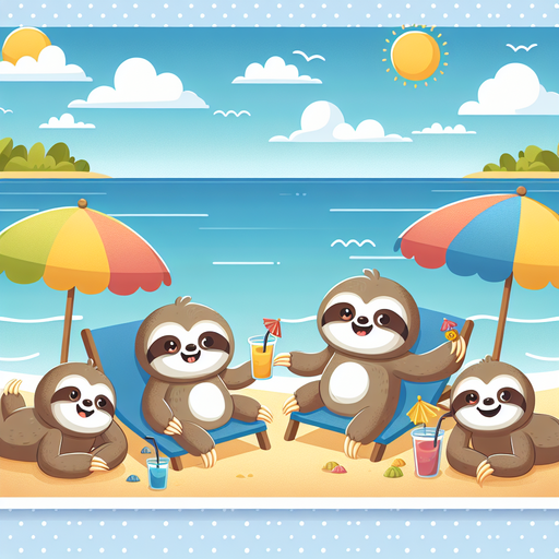 Sunny Seaside Sloths Painting Diamond Kit