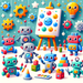 Adventure With Friendly Robots Paint By Diamonds Kits