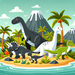 Dinosaur Island Escape Paint By Diamonds Art